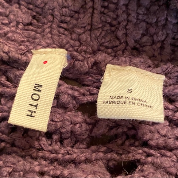 Anthropologie MOTH Plum Open Knit Cocoon Sweater Size Small - Picture 8 of 9